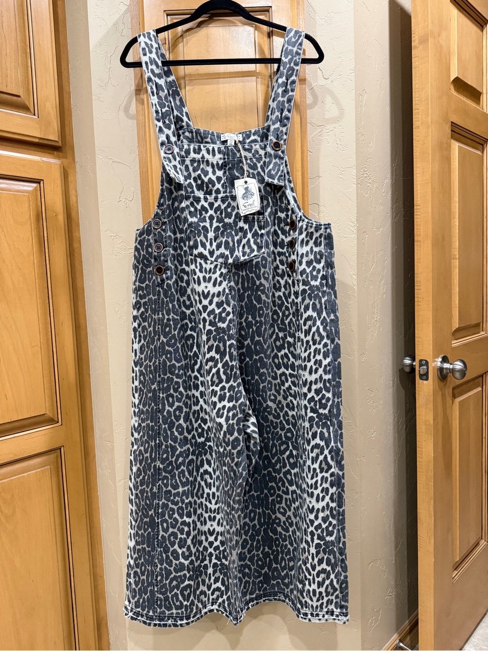 easel Leopard-Print Wide-Leg Overalls